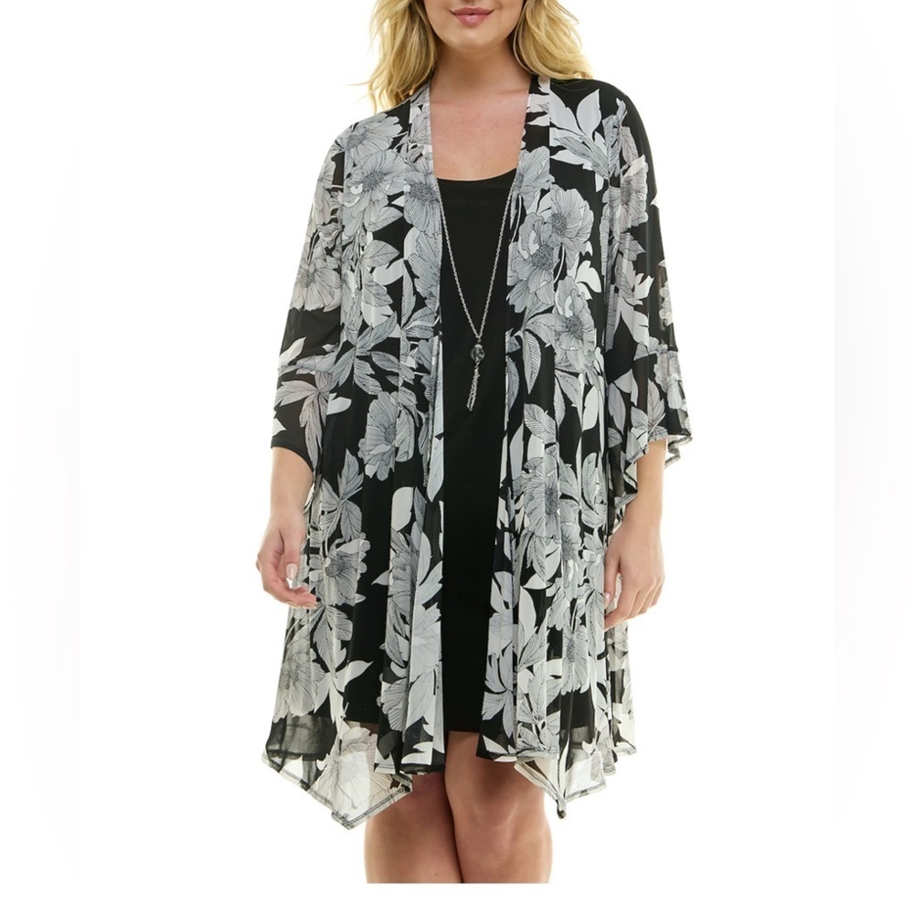 💥Estella & Julie Polka Dots Cardigan Black Dress 20W